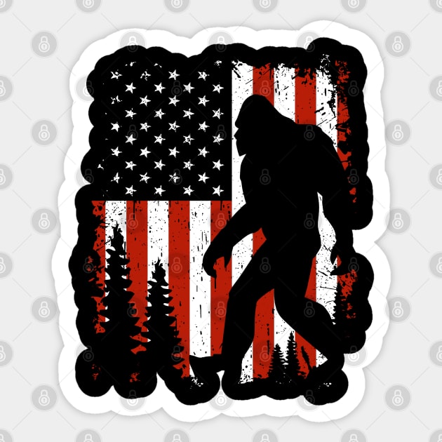 American Flag Bigfoot Sticker by JameMalbie